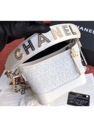 Chanel Logo Handle Lace Gabrielle Small Hobo Bag AS0865 White 2019 AQ04199