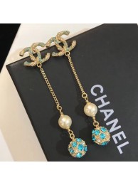 Chanel Long Earrings AB0584 Gold/Pearly White/Blue/Crystal 2019 Collection AQ03279