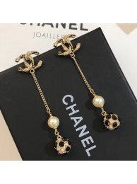 Chanel Long Earrings AB1350 Gold/Pearly White/Black/Crystal 2019 Collection AQ02924