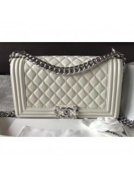 Chanel Medium Metallic Crumpled Waxy Leather Resin Boy Flap Shoulder Bag Creamy AQ01223