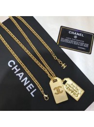 Chanel Metal Tags Pendants Long Necklace AB3098 Gold 2019 Collection AQ03115