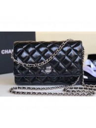 Chanel Metallic Aged Lambskin Wallet On Chain WOC Bag A84510 Black 2018 AQ03812