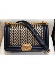 Chanel Metallic Boy Medium Flap Bag Black/Gold 2019 AQ02121