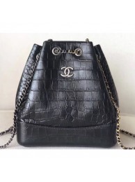 Chanel Metallic Crocodile Embossed Gabrielle Small Backpack Bag A94485 Black 2019 AQ03205