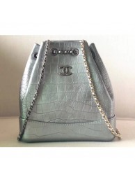 Chanel Metallic Crocodile Embossed Gabrielle Small Backpack Bag A94485 Gray 2019 AQ02465