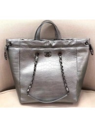 Chanel Metallic Crocodile Embossed Large Shopping Bag AS0801 Gray 2019 AQ03154