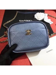 Chanel Metallic Leather Camera Case Shoulder Bag AS0137 Blue 2019 Collection AQ03572