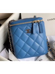 Chanel Mini Vanity with Classic Chain Bag AP1466 Caviar Leather Blue 2020 AQ02614