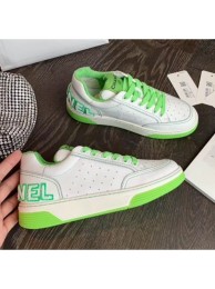 Chanel Multicolor Calfskin Leather Sneaker White/Green 2020 Collection AQ03828