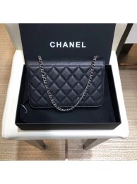 Chanel Nude/Quilting Grained Calfskin Wallet On Chain WOC Bag A84428 Black AQ00918