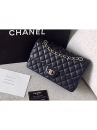 Chanel original quality Medium Classic Flap Bag 1112 black in caviar Leather with silver Hardware AQ03910
