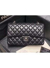 Chanel original quality Medium Classic Flap Bag 1112 black in sheepskin with silver Hardware AQ02233