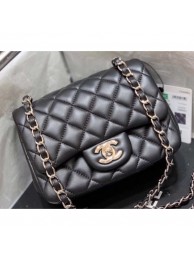 Chanel Original Quality Mini Classic Flap Bag 1115 in Sheepskin Black with Silver Hardware AQ00813