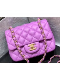 Chanel Original Quality Mini Classic Flap Bag 1115 in Sheepskin Mauve with Gold Hardware AQ03445