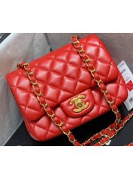 Chanel Original Quality Mini Classic Flap Bag 1115 in Sheepskin Red with Gold Hardware AQ04140