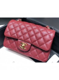 Chanel Original Quality Small Classic Flap Bag 1116 in Caviar Leather Burgundy with Gold Hardware AQ03642