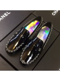 Chanel Patent Calfskin Rainbow Lining Chain Flat Loafers G35631 Black 2020 Collection AQ03961