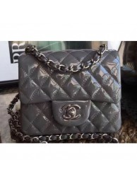 Chanel Patent Leather Mini Classic Flap Bag A1115 Gray AQ04195