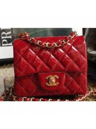 Chanel Patent Leather Mini Classic Flap Bag A1115 Red AQ03731