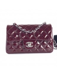 Chanel Patent Leather Small Classic Flap Bag A1116 Burgundy/Silver AQ04053