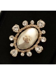 Chanel Pearl Brooch AB0546 Gold/Pearly White/Crystal 2018 AQ01582