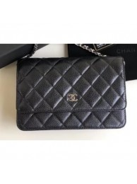 Chanel Pearl Caviar Leather Wallet On Chain WOC Bag Black 2018 AQ01882