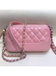 Chanel Pearl Glossy Quilted Vintage Leather Gabrielle Clutch with Chain A94505 Pink 2019 Collection AQ01132