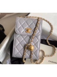 Chanel Pearl on Chain Phone Holder with Chain Bag AP1448 Gray 2020 AQ04268