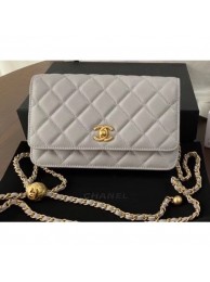 Chanel Pearl Wallet on Chain WOC Bag AP1450 Gray 2020 AQ03786