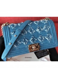 Chanel Pleated Denim Boy Flap Medium Bag 2019 AQ03233