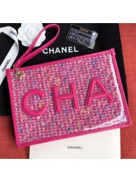 Chanel PVC and Tweed Large Pouch AP0360 Pink 2019 Collection AQ03790