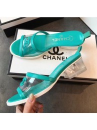 Chanel PVC Heel Mule Sandals Aquamarine 2019 AQ03045