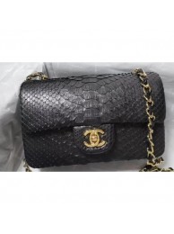 Chanel Python Classic Flap Small Bag A1116 Navy Blue AQ01636