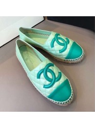 Chanel Quilted Calfskin Flat Espadrilles G29762 Green 2020 Collection AQ03084