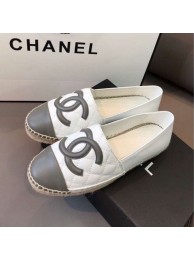 Chanel Quilted Calfskin Flat Espadrilles G29762 White/Steel Gray 2020 Collection AQ03990