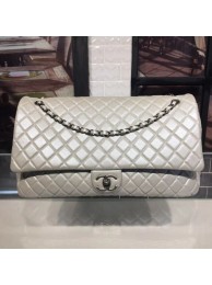 Chanel Quilted Calfskin Maxi Classic Flap Boarding Bag A91169 Light Gray 2020 Collection AQ00852