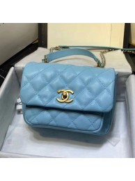 Chanel Quilted Calfskin Medium Flap Bag with Top Handle AS1155 Blue 2020 Collection AQ01820