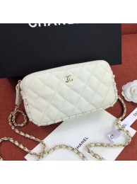 Chanel Quilted Calfskin Pearl Clutch with Chain White 2020 Collection AQ01889