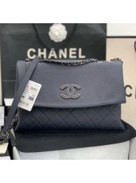 Chanel Quilted Calfskin Triple Flap Bag A8095# Navy Blue 2020 Collection AQ01125