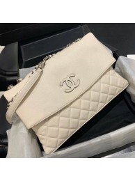 Chanel Quilted Calfskin Triple Flap Bag A8095# White 2020 Collection AQ02841