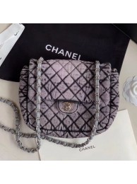 Chanel Quilted Denim Small Flap Bag Light Gray 2020 Collection AQ03852