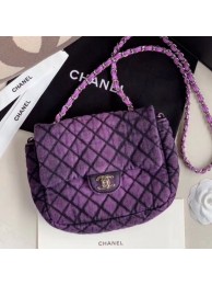 Chanel Quilted Denim Small Flap Bag Purple 2020 Collection AQ03695