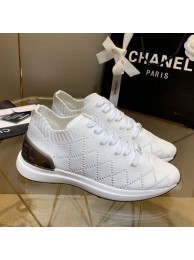 Chanel Quilted Knit Fabric Sneakers G35549 White 2020 Collection AQ01350