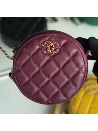 Chanel Quilted Lambskin Chain CC Round Clutch with Chain AP0725 Burgundy 2019 Collection AQ02758