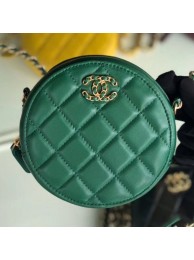 Chanel Quilted Lambskin Chain CC Round Clutch with Chain AP0725 Green 2019 Collection AQ03160