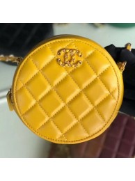 Chanel Quilted Lambskin Chain CC Round Clutch with Chain AP0725 Yellow 2019 Collection AQ01112