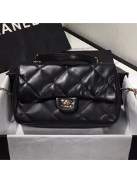 Chanel Quilted Lambskin Classic Medium Flap Bag with Top Handle AS1115 Black 2019 Collection AQ01290
