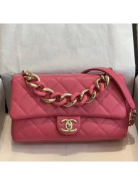 Chanel Quilted Lambskin Large Flap Bag with Resin Chain AS1354 Pink 2019 Collection AQ00943