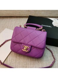 Chanel Quilted Lambskin Small Flap Bag with Ring Top Handle AS1357 Purple 2020 Collection AQ00767