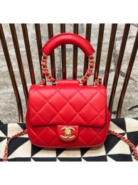 Chanel Quilted Lambskin Small Flap Bag with Ring Top Handle AS1357 Red 2020 Collection AQ02426